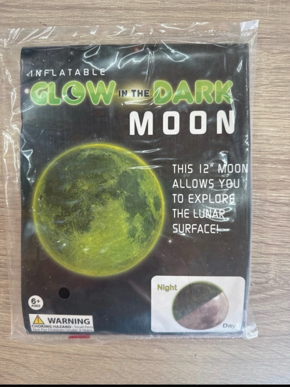 Glow in the Dark Inflatable Moon Ball - 12"
